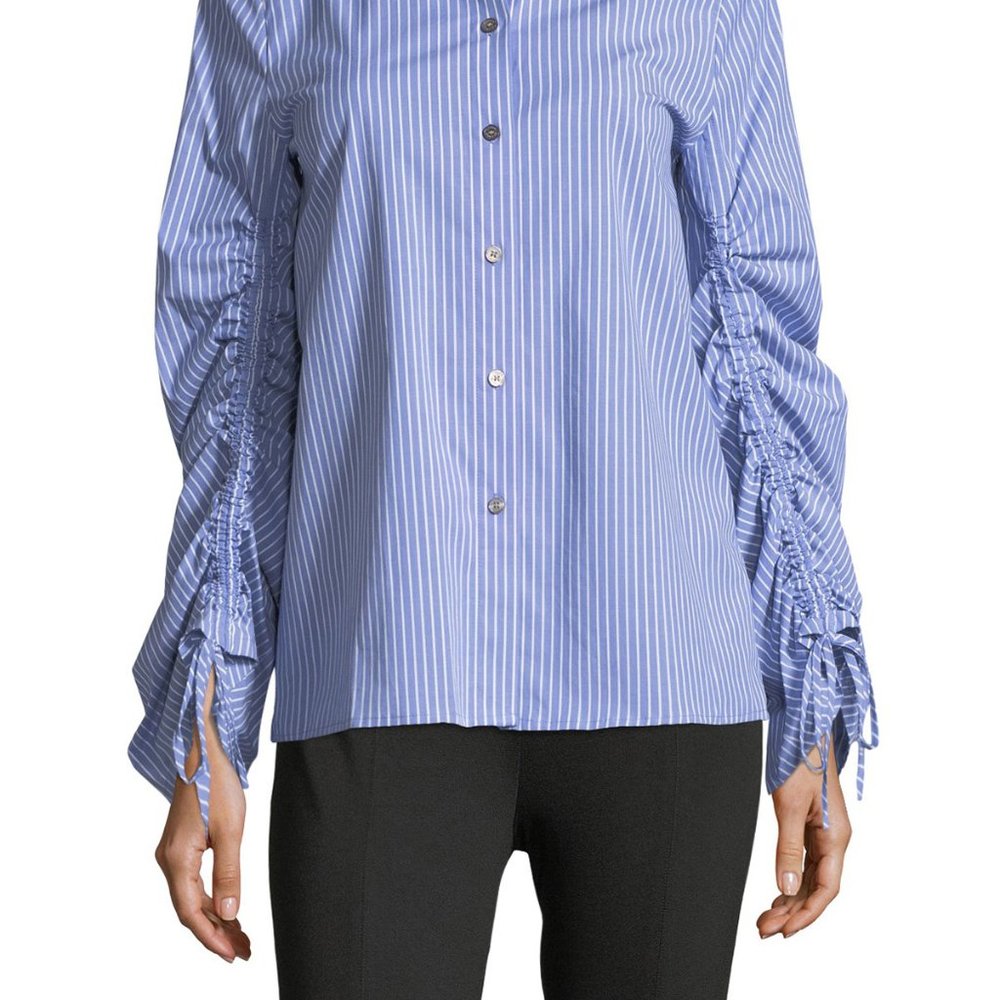 Vince Camuto NEW Button-Front Long Sleeves Blouse Top Shirt Cotton NWT Women's L - Picture 2 of 8